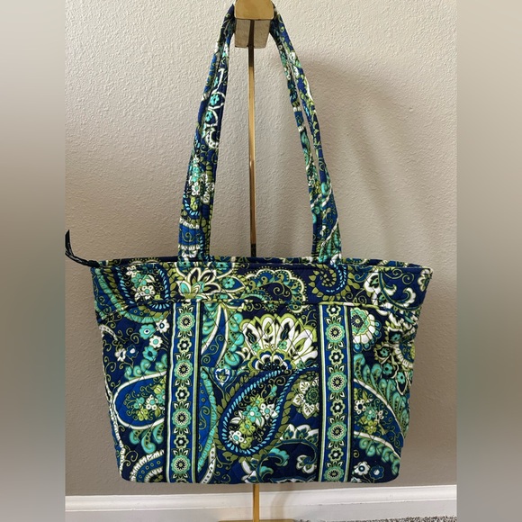 Vera Bradley Floral Patterned Tote Bag - Blue and Green - Picture 1 of 3